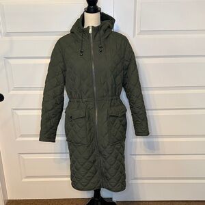Bernardo Olive Quilted Hooded Puffer Jacket